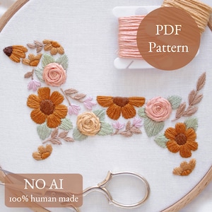 Dog Embroidery PDF Pattern | Darling Dachshund | Doxie Puppy Digital Design