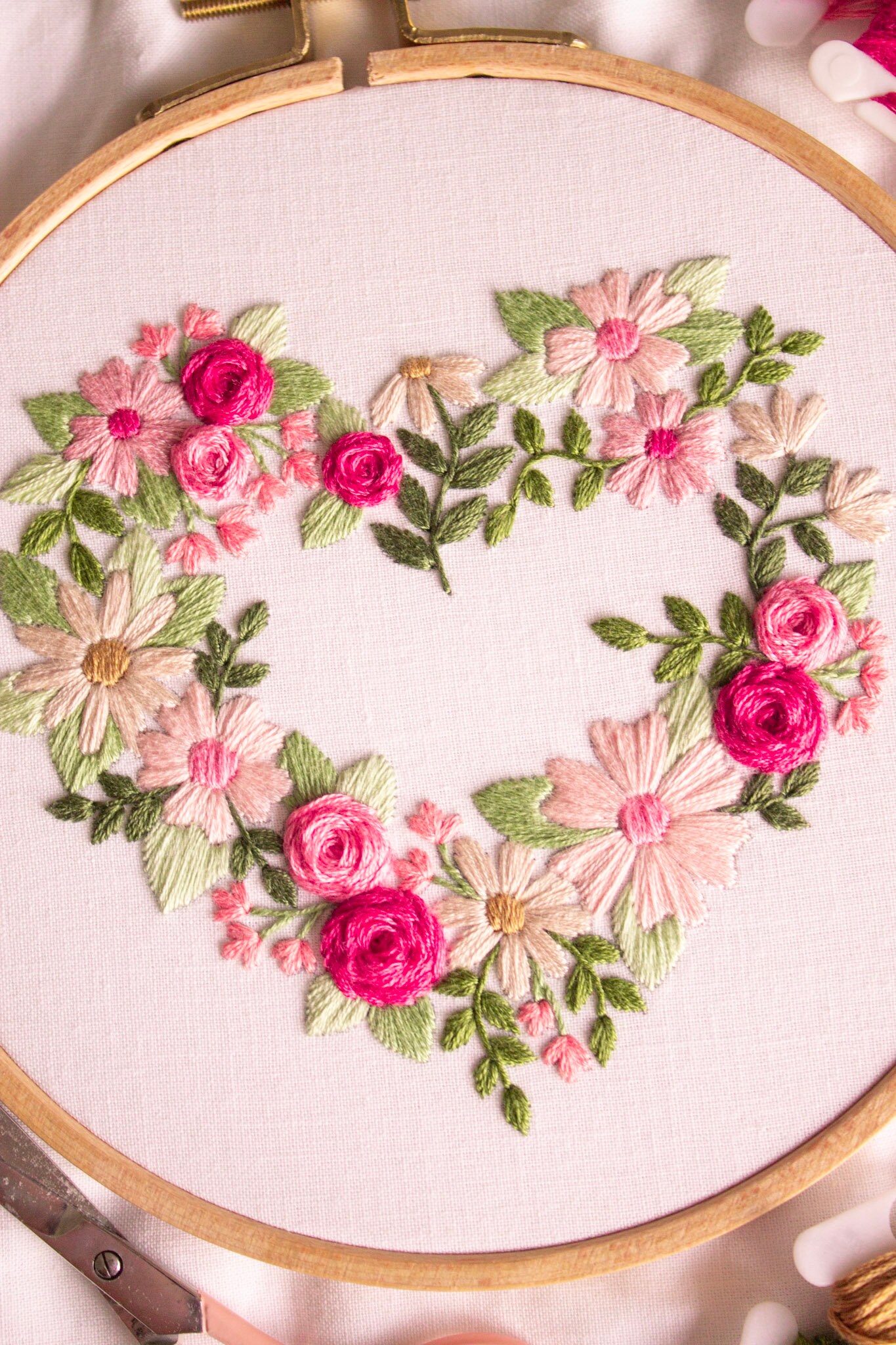 ハートバレンタインPDFパターン | Heart of Blooms刺繍デジタル 