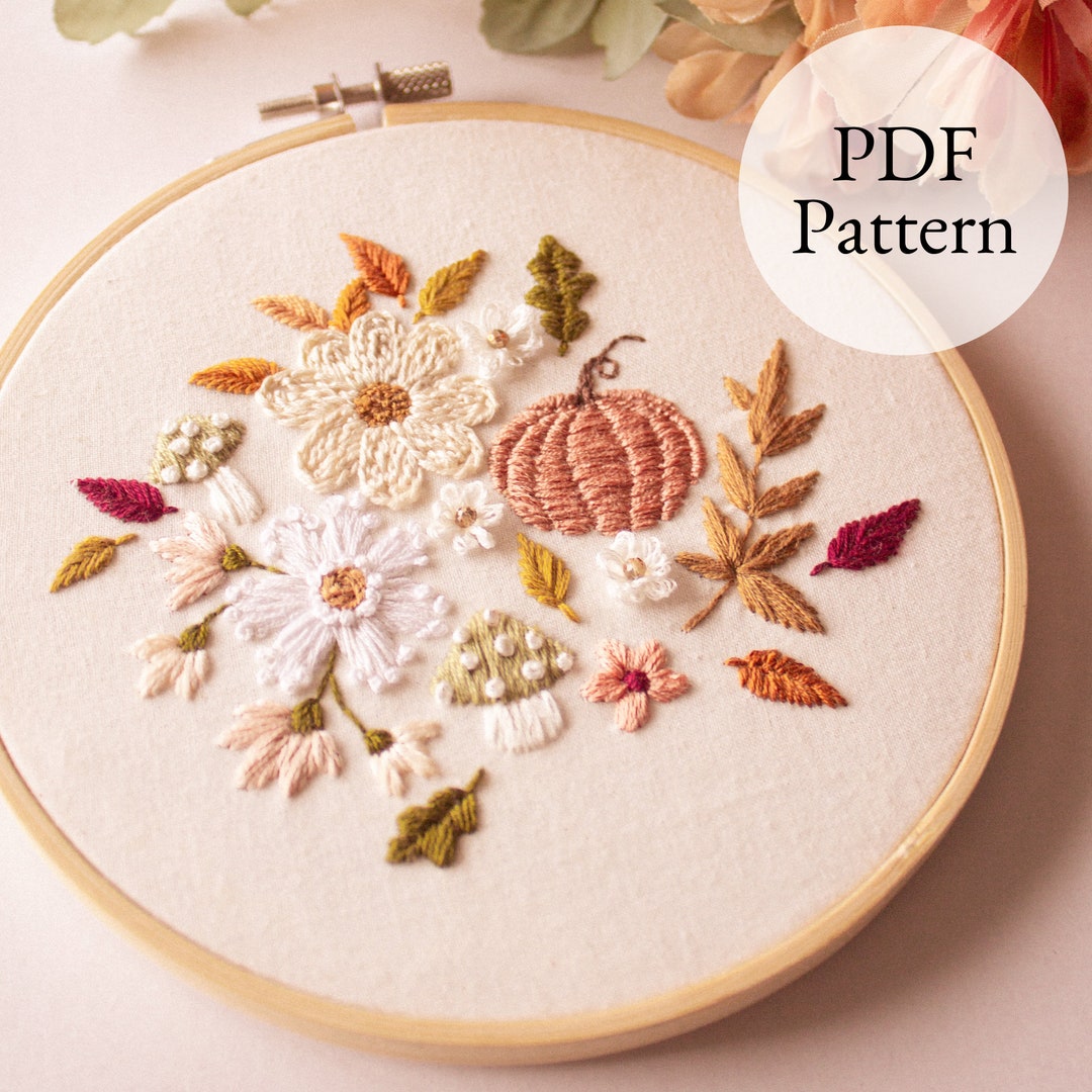 Petal Patch Embroidery Fall Pattern Digital Download Autumn - Etsy