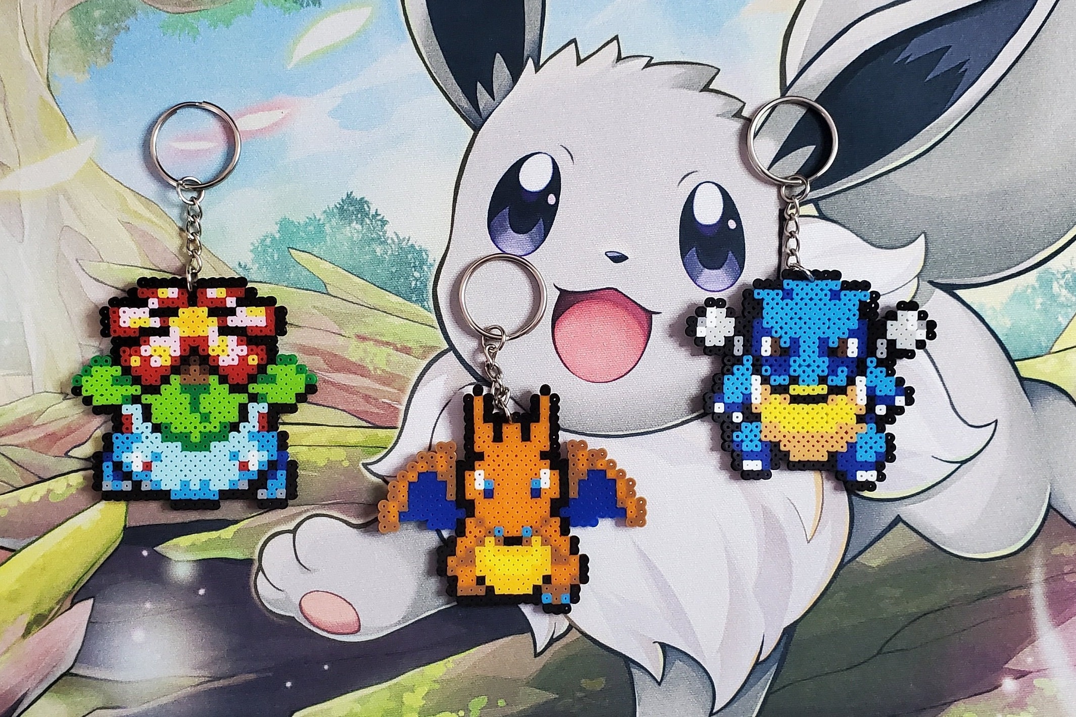 Charizard, Blastoise, and Venusaur keychain