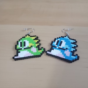 Retro Video Game Bubble Bobble Perler Bead Earrings