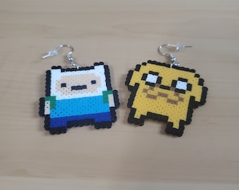 Adventure Time Jake and Finn Chibi Perler Bead Earrings