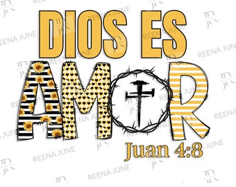 Dios es Amor PNG, Archivo de Sublimación, Camisa Española Png, Diseño en Español, PNG Religioso, PNg Cristiano, Diseño Cristianos, Diseños Españoles