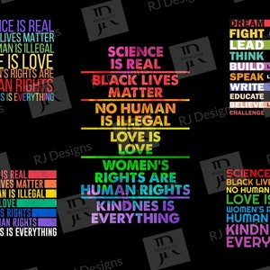 Science is Real PNG、Black Lives Matter PNG、Love is Love PNG、昇華バンドル、PNG バンドル、LGTBQ シャツ デザイン、Blm シャツ ファイル、Love PNG