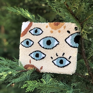 Punch Needle Handbag,Punch Needle Clutch,Evil Eye Bag,, Hand Tufted Bag, Hand Tufted Handbag, Handmade Accesories, Punch Needle Accesories