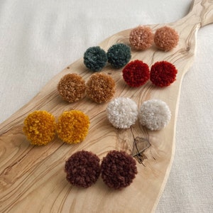 Handcrafted Punch Needle Earrings: Puffy Embroidered Wool Jewelry