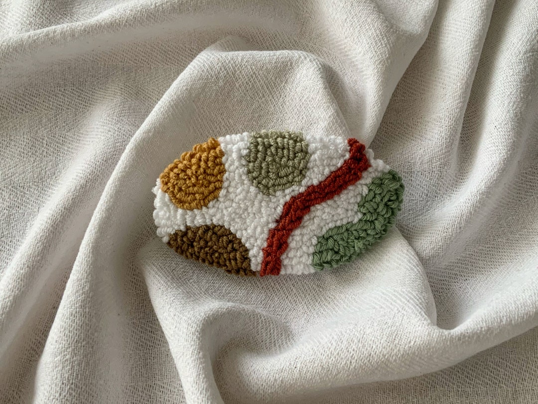 Punch Needle Hairclip, Hand Tufted Barette, Punch Needle Hair Barrette