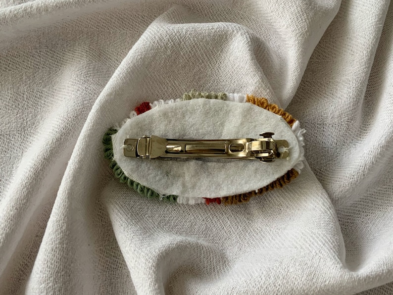 Punch Needle Hairclip Hand Tufted Barette Punch Needle Hair Etsy