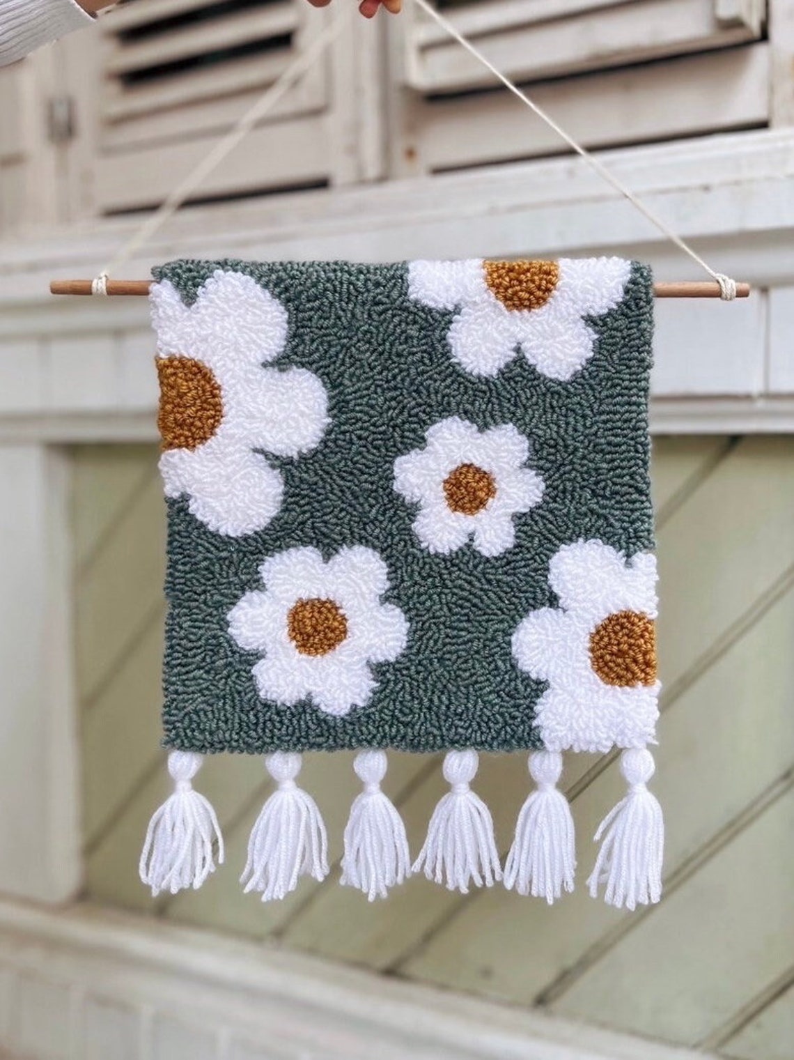 Punch Needle Wall Hanging Floral Wall Hanging Punch Needle Etsy Israel