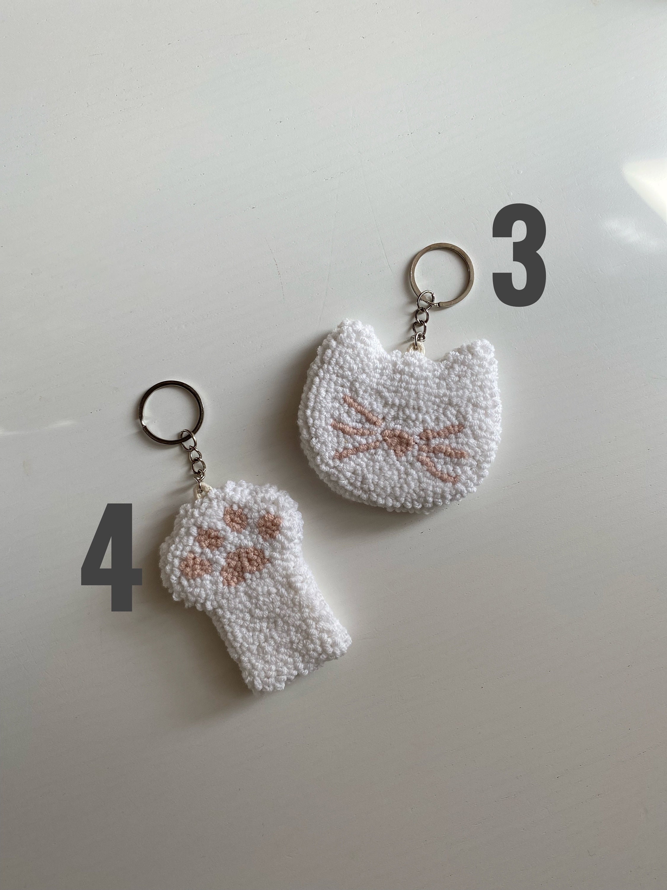 タフテッドキャットパンチニードルキーホルダー、両面子猫バッグ 