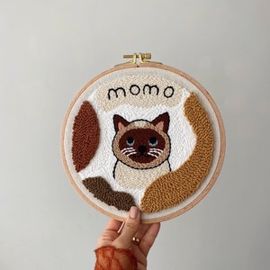 Punch Needle Wall Hanging, Cute Custom Pet Portrait, Gift For Cat Lovers, Handmade Wall Decor