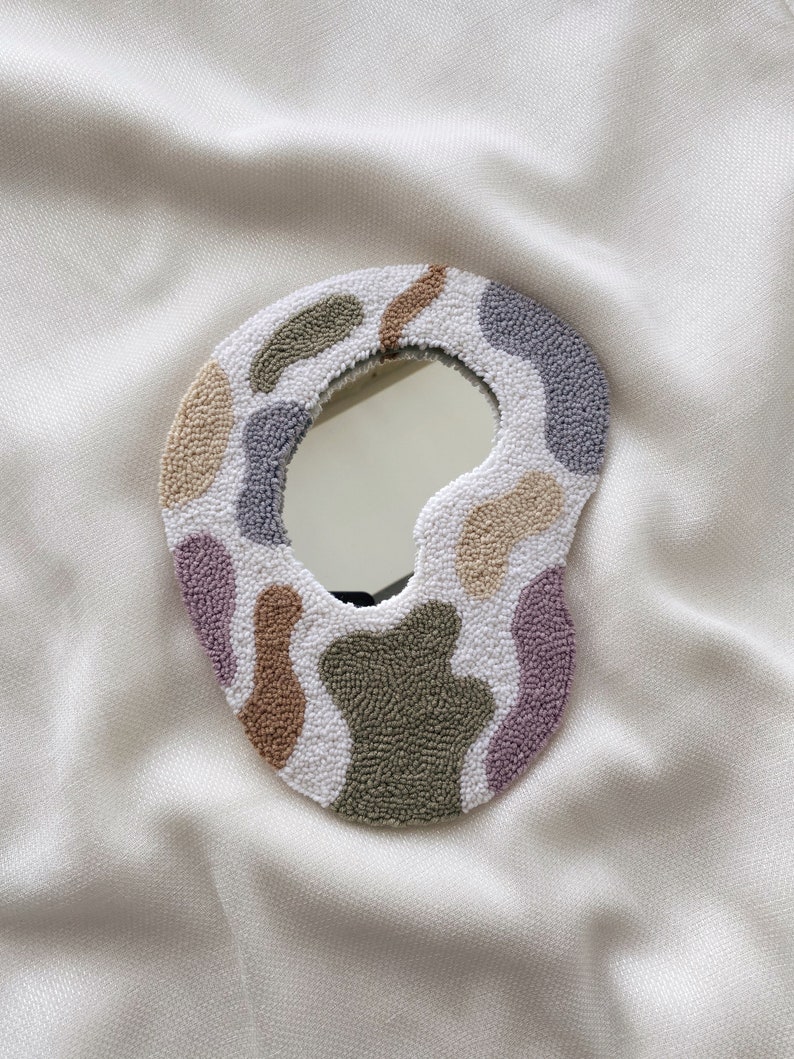 Punch Needle Mirror Handmade Mirror Abstract Wall Mirror Etsy