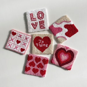 Punch Needle Coaster, Mothers Day Gifts, Handmade Cute Coaster Set, Gift For Her, Drink Coasters