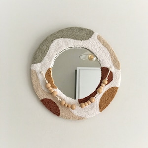 Handmade Punch Needle Mirror: Tufted Minimal Wall Decor