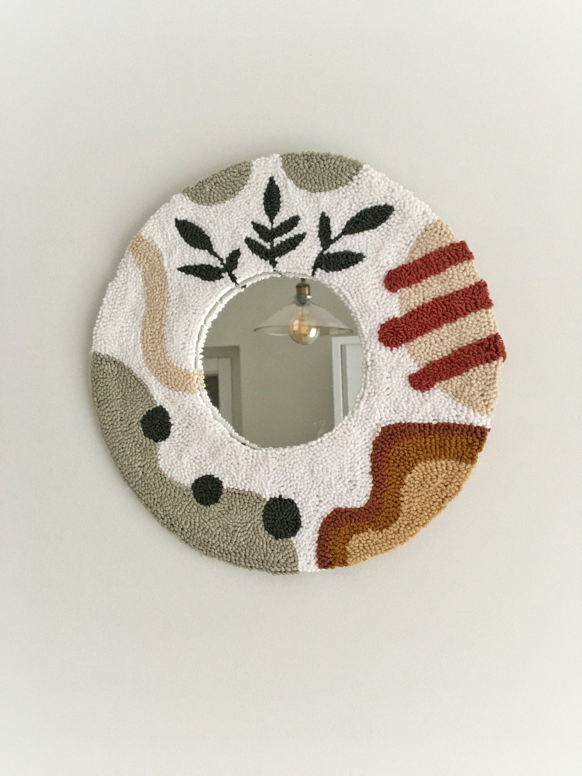 Punch Needle Mirror Handmade Mirror Hand Tufted Mirror Etsy