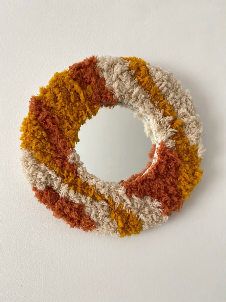Punch Needle Mirror Handmade Wall Mirror Tufted Minimal Etsy
