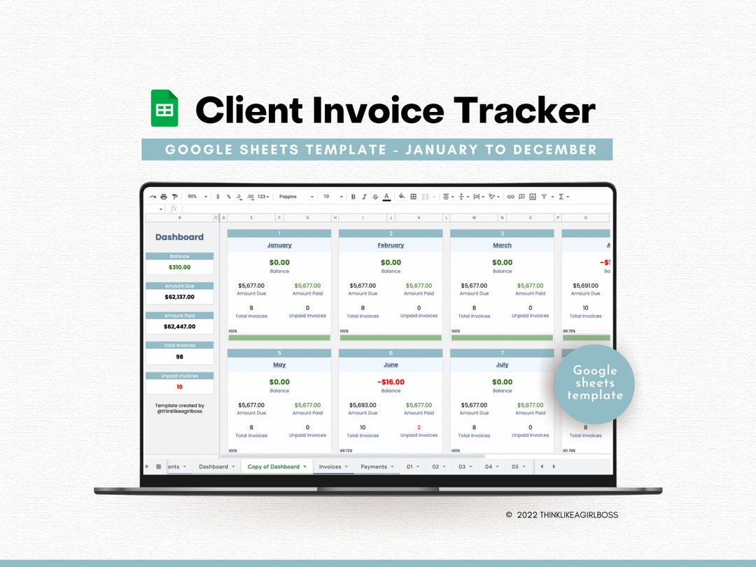 Invoice Tracker Spreadsheet - Invoice Manager - Google Sheets Template ...