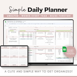 Undated Daily Planner: Simple Google Sheets Template (Digital Download)