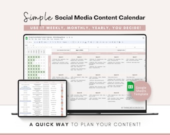 Calendrier de contenu sur les réseaux sociaux, planificateur marketing, modèle de calendrier de contenu simple, planificateur de marketing sur les réseaux sociaux - Feuille de calcul Google Sheets