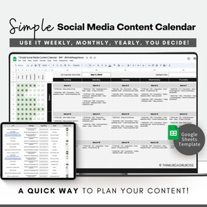 Social Media Content Calendar: Simple Marketing Planner (Google Sheets)