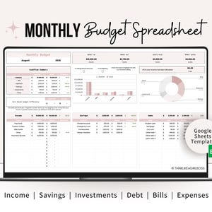 Monthly Budget Spreadsheet Income Savings Debt Bills Expenses Tracker Google Sheets Template