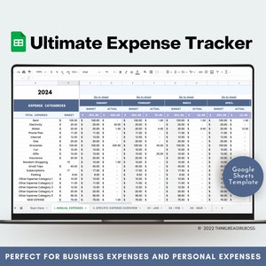 Expense Tracker Google Sheets Spreadsheet, Business Expense Tracker, Personal Finance, Budget Planner, Spending Tracker, Expense Log