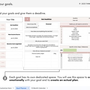 Digital Goal Planner: Google Sheets Template (undated) - Etsy