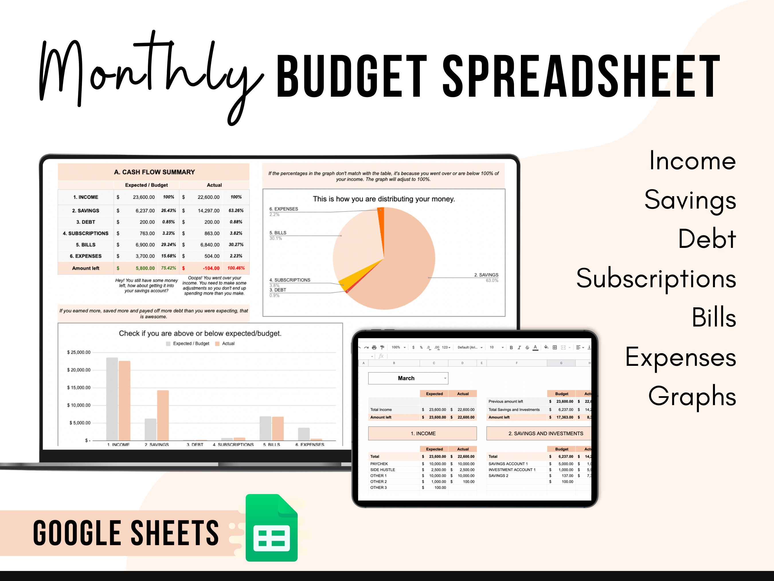 Google Sheets Budget Template Free Cute