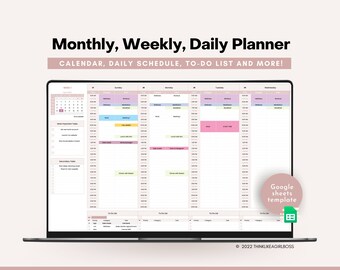 Google Sheets To Do List, Undated Weekly Planner, Monthly Calendar, Daily Schedule Template, Task Tracker, To Do List, Task List, Editable