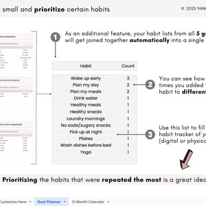 Planificador de objetivos digitales, plantilla de Google Sheets, Planificador de productividad de hoja de cálculo de seguimiento de objetivos Planificador de establecimiento de objetivos sin fecha imagen 7