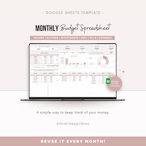 Monthly Budget Spreadsheet Income Savings Debt Bills Expenses Tracker Google Sheets Template