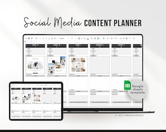 Content Planner Google Sheets, Social Media Content Calendar, Social Media Marketing Planner, Editable and Customizable, Instant access