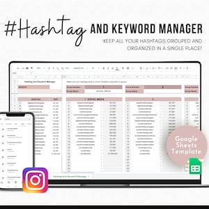 Social Media Hashtag Planner, Google Sheets, Social Media Content Planner, Social Media Manager, Instagram Content Plan, Instant access