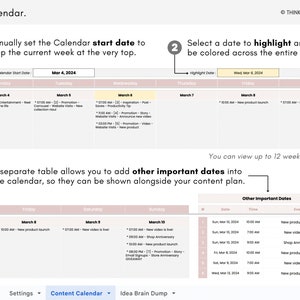 Social Media Content Calendar Marketing Planner Simple Content Calendar Template Social Media Marketing Planner Google Sheets Spreadsheet image 6