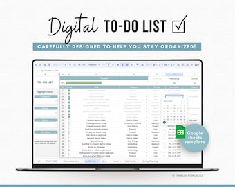 To-Do List - Task Planner Spreadsheet - Google Sheets Template - Task Tracker, To Do List, Digital Task List, Productivity, Digital Planner