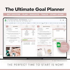 Digital Goal Planner, Google Sheets Template, Goal Tracker Spreadsheet Productivity Planner Undated Goal Setting Planner zdjęcie 1