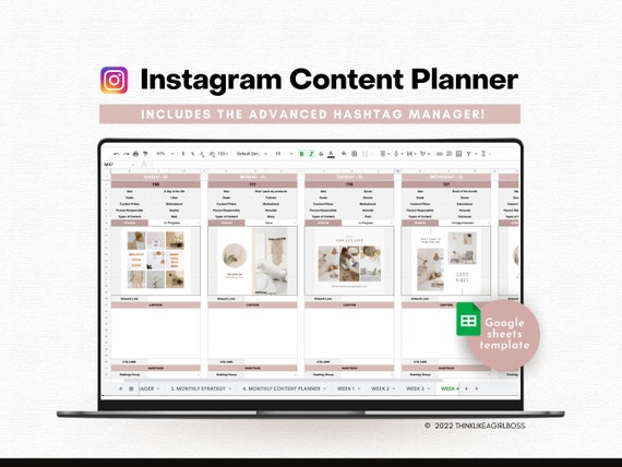 Instagram Content Planner Google Sheets, Instagram Content Calendar,  Instagram Marketing Planner, Editable and Customizable, Instant Access -  Etsy