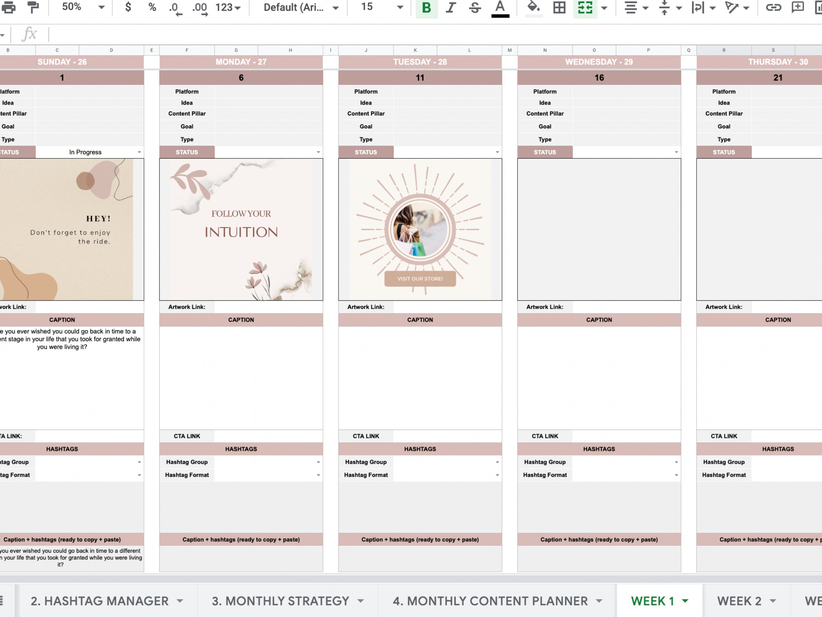 Content Planner Google Sheets Social Media Content Calendar - Etsy