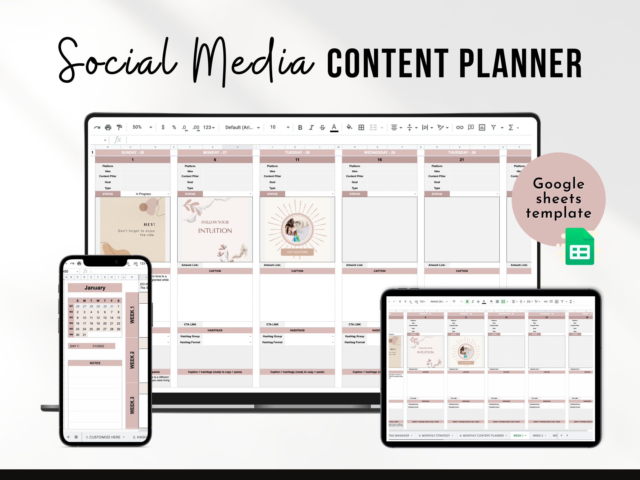 Content Planner Google Sheets Social Media Content Calendar - Etsy