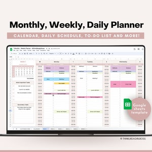 Google Sheets To Do List, Undated Weekly Planner, Monthly Calendar, Daily Schedule Template, Task Tracker, To Do List, Task List, Editable