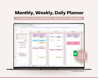 Lista de tareas pendientes de Google Sheets, Planificador semanal sin fecha, Calendario mensual, Plantilla de programación diaria, Rastreador de tareas, Lista de tareas pendientes, Lista de tareas, Editable