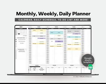 Google Sheets To Do List, Undated Weekly Planner, Monthly Calendar, Daily Schedule Template, Task Tracker, To Do List, Task List, Editable