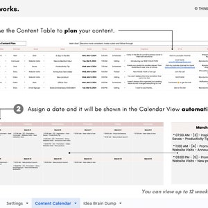 Calendrier de contenu sur les réseaux sociaux, planificateur marketing, modèle de calendrier de contenu simple, planificateur de marketing sur les réseaux sociaux Feuille de calcul Google Sheets image 2