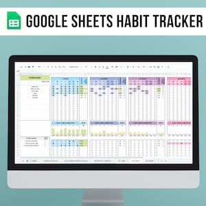 Habit Tracker Google Sheets Spreadsheet, Daily Habit Tracker, Monthly Habit Tracker Template, Weekly, Goal Planner, Customizable Year
