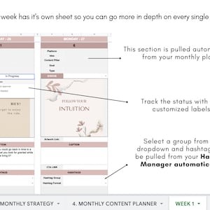 Instagram Content Planner Google Sheets, Instagram Content Calendar, Instagram Marketing Planner, Editable and Customizable, Instant access image 4