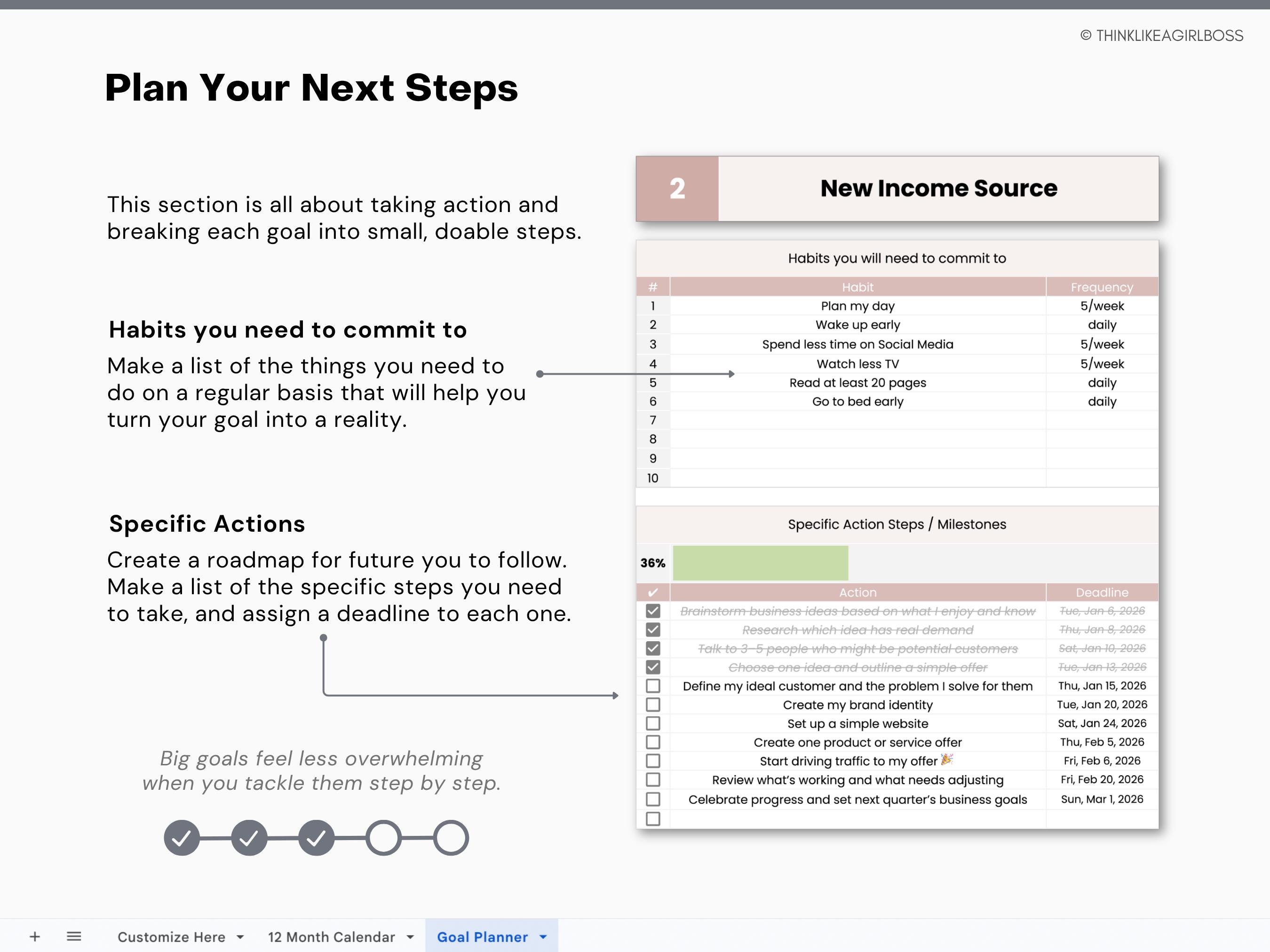 Goal Planner Google Sheets Template Simple Goal Tracker Spreadsheet ...