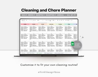Editable Cleaning Planner: Chore Checklist, Google Sheets Template