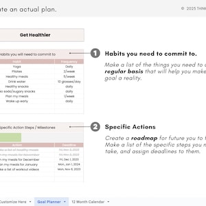 Digital Goal Planner, Google Sheets Template, Goal Tracker Spreadsheet Productivity Planner Undated Goal Setting Planner zdjęcie 5