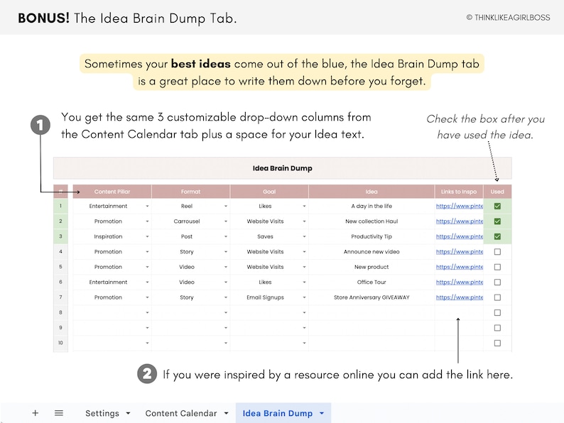 Social Media Content Calendar Marketing Planner Simple Content Calendar Template Social Media Marketing Planner Google Sheets Spreadsheet image 8