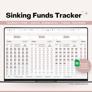 Rastreador de hojas de cálculo de fondos de amortización, Rastreador de ahorros, Plantilla de Hojas de cálculo de Google, Metas de ahorro, Desafío de ahorro, Hoja de trabajo de fondos de amortización